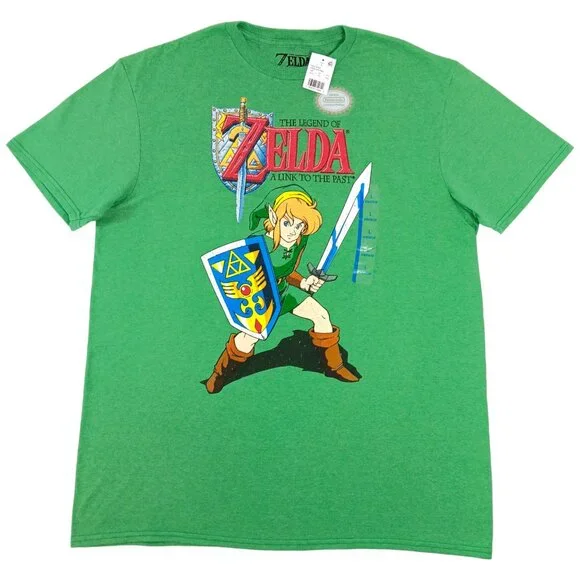 NINTENDO- Zelda- Men's T-shirt with Link Character-- SIZE LARGE--Green- Red - Picture 2 of 10